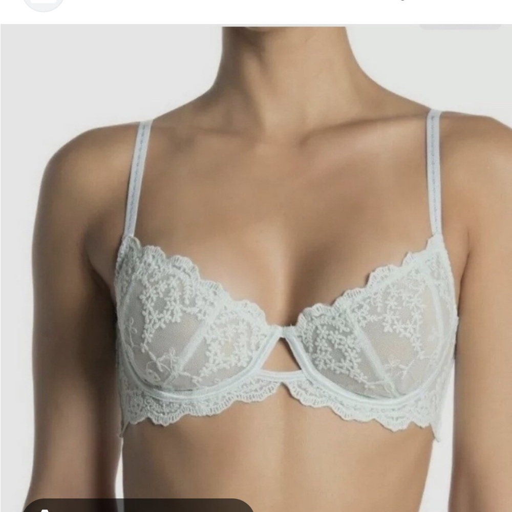 Free People Daydreamer Ice Fog Lace Bra with Scalloped Edges 34DD 34E NWT